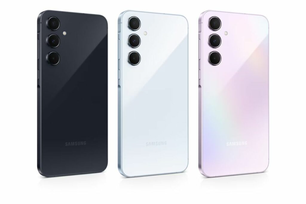 Samsung Galaxy A55: três cores.