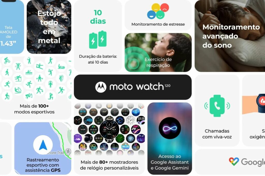 Motorola Watch 120: modos de configurações.